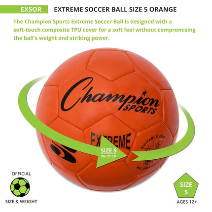 Champion Sports EX5OR Extreme Soccer Ball Size 5 Orange