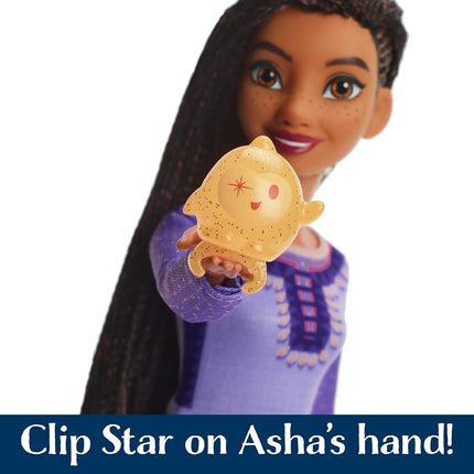 Disney Wish Singing Asha of Rosas Fashion Doll & Star Figure, Posable with Removable Outfit, Sings “This Wish” in English, HPX26