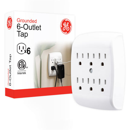GE 6-Outlet Tap, Grounded, White, 54947