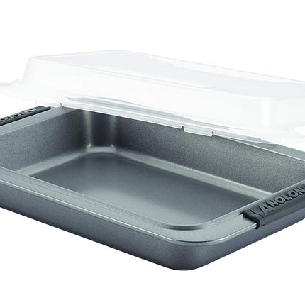 Anolon Advanced Nonstick Bakeware 9-Inch x 13-Inch Covered Cake Pan, Gray with Silicone Grips