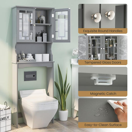 Byroce Toilet Storage Cabinet, Large, Grey