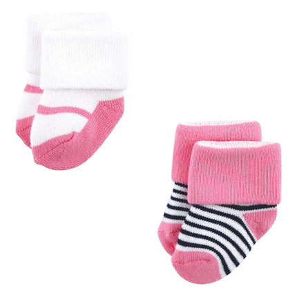 Luvable Friends Baby, Navy Mary Janes, Unisex Newborn Terry Socks, 0-6 Months, (Pack of 12)