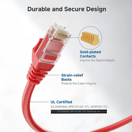Cable Matters 10Gbps Snagless Long Cat 6 Ethernet Cable - 100ft, Cat 6 Cable, Cat6 Cord, Ethernet Cord, Red