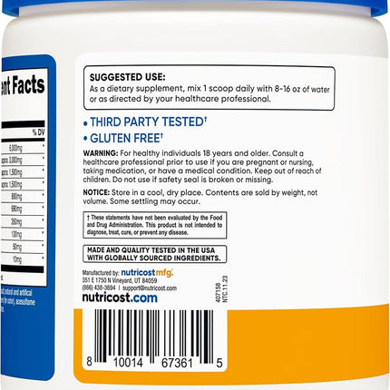 Nutricost EAA Powder 30 Servings (Peach Mango) - Essential Amino Acids - Non-GMO, Gluten Free, Vegetarian Friendly