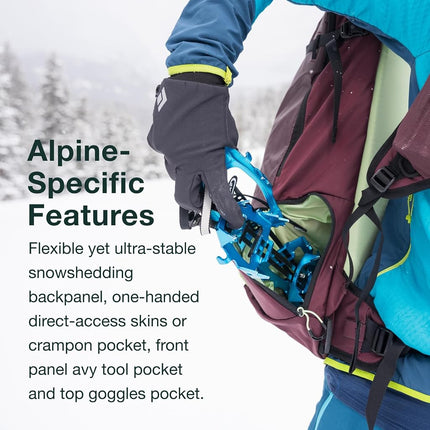 Osprey Firn 28L Ski and Snowboard Backpack, Elderberry Purple/Peppermint Green, Medium/Large