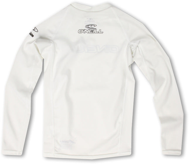 O'Neill Youth Basic Skins UPF 50+ Short Sleeve Rash Guard, White, 16