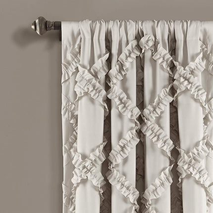 Lush Decor Ruffle Diamond Window Curtain Panel Pair, 84 in x 54 in, Neutral