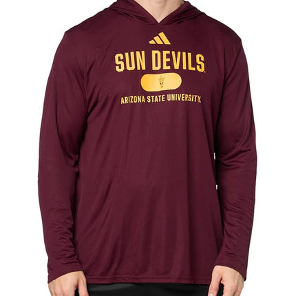 adidas Men's NCAA Designed for Training Lightweight Hoodie Sweatshirt, Team Maroon/Team Collegiate Gold/Arizona State University, XS