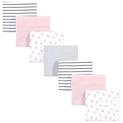 Hudson Baby Manta Envolvente de Franela de Algodón para Bebé Unisex, Floral Gris Rosado, Talla Única