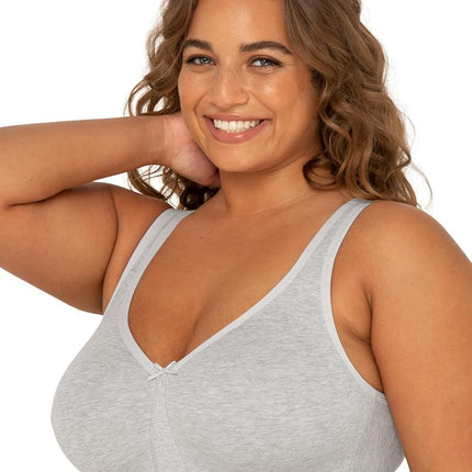 Fruit of the Loom Women's Plus Size Wireless Cotton Bra Full Coverage, Grey, 44DD