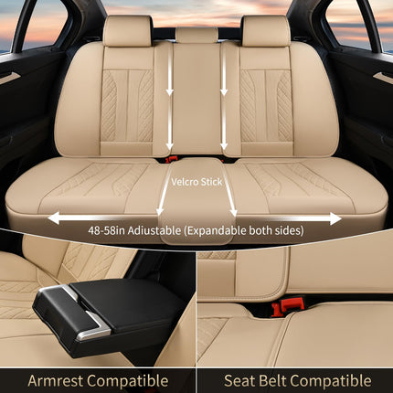 FLORICH Front Seat Covers, Leather Car Seat Covers Luxury Automotive Seat Covers Waterproof Car Seat Protectors Universal Fit for Most Cars SUV Trucks Vehicles, Beige