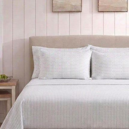 Nautica - King Sheets, Cotton Percale Bedding Set, Casual Home Decor (Buoy Line Grey, King)
