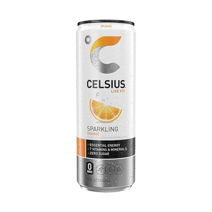 Boisson Énergisante Fonctionnelle CELSIUS Orange Pétillante, 355 ml (Lot de 12)
