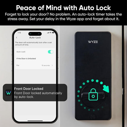 Wyze Auto-Lock Bolt v2, Fingerprint Keyless Entry Smart Lock, AI Learning Scanner with Wi-Fi Front Door Lock Deadbolt, Auto-Lock, 8 Months Battery, Anti-Peep Keypad, Backup Keys