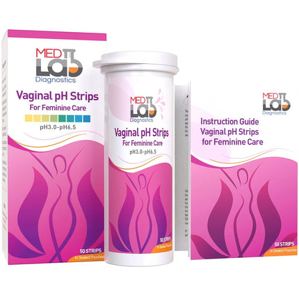 Tiras reactivas de pH vaginal para mujeres (50 unidades). Kit de prueba casera para vaginosis bacteriana, infección por hongos y menopausia. Prueba de pH femenino para acidez y alcalinidad vaginal. Tiras en bolsas selladas