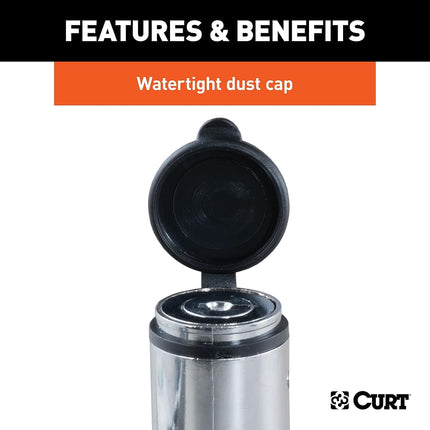 CURT 23523 Chrome Trailer Tongue Coupler Lock, 1/4-Inch Pin Diameter, Up to 3-3/8-Inch Span