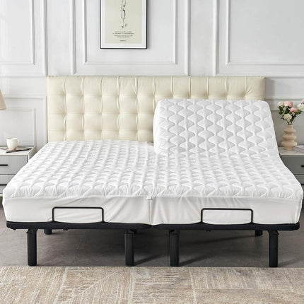 Kingnex Waterproof Split Top King Mattress Protector Pad for Adjustable Bed