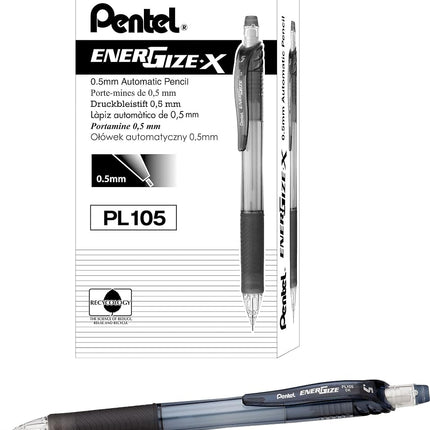 Pentel EnergizeX PL105-A Mechanical Pencils 0.5 mm Black (Pack of 12)