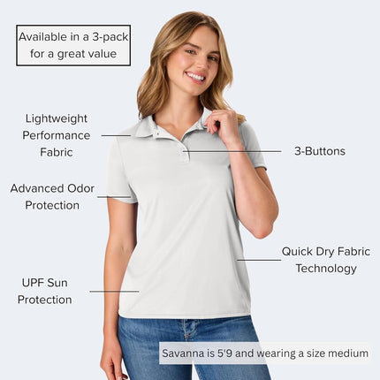 Hanes Sport Women's Cool DRI Performance Polo,White,X-Large