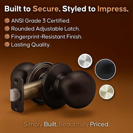 Copper Creek BK2020TB Ball Door Knob, Passage Function, 1 Pack, in Tuscan Bronze