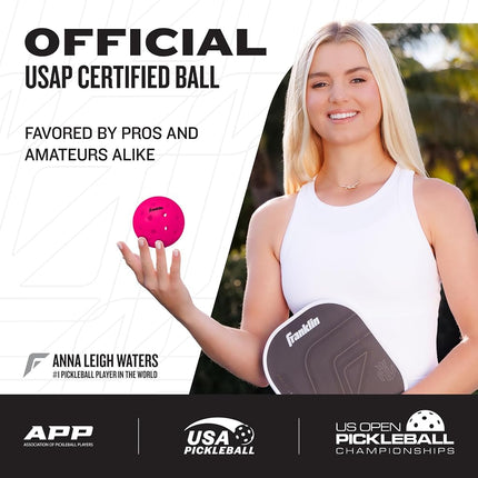 Franklin Sports Outdoor Pickleballs - X-40 Pickleball Balls USA (USAPA) Approved 12 Pack Outside Pink US Open Ball
