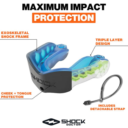 Shock Doctor Gel Max Flavor Fusion Convertible Mouth Guard, Bubble Gum, Adult