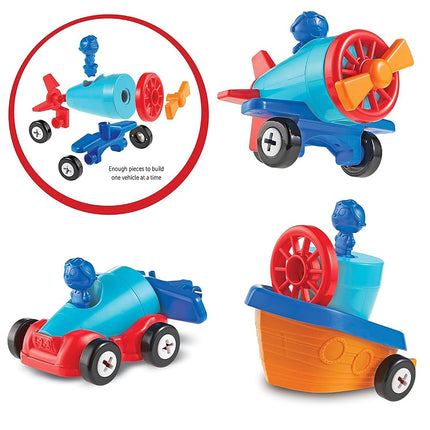 Learning Resources 1-2-3 Build It! Car-Plane-Boat, Fine Motor Toy, Kids Building Set