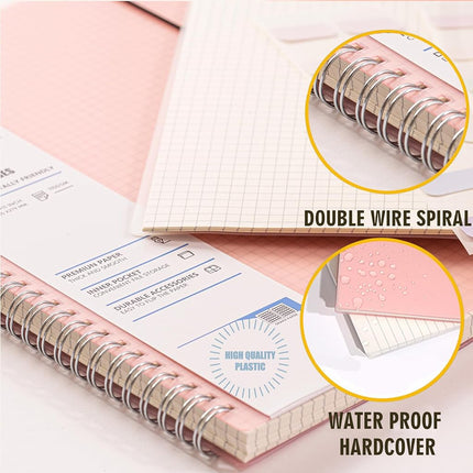 OWSC 3 Pack Graph Spiral Notebook, Hardcover Notebooks for Work A4 Graph