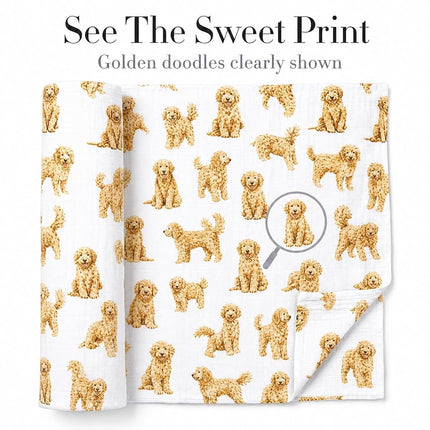 Mud Pie Golden Doodle Print Baby Swaddle Blanket, 47" x 47",
