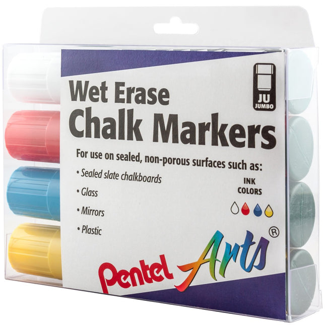 Pentel SMW56PC4M Jumbo Tip Wet Erase Markers, Multi-Colour