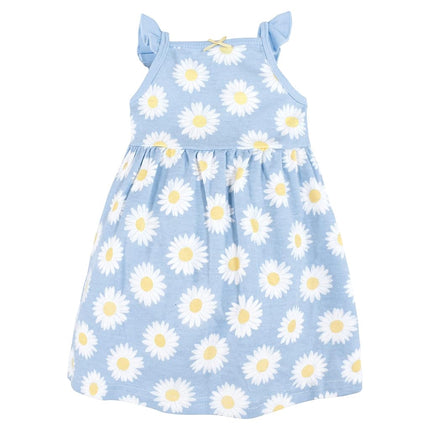 Hudson Baby Baby Girls' Cotton Dresses, Blue Daisy, 9-12 Months