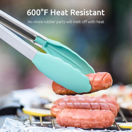 U-Taste 315℃ Heat Resistant Silicone Kitchen Tong 7/9/12in (Teal)