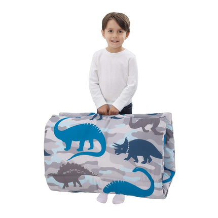 Todo para niños: Colchoneta de siesta Deluxe con pliegue fácil, diseño de dinosaurios en azul marino, gris y azul rey, azul marino, azul rey, gris, camuflaje