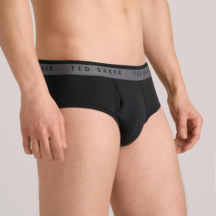 Ted Baker Men's Standard 4 Pack Cotton Stretch Briefs, Black Beauty/Grey Heather/Sky, Medium