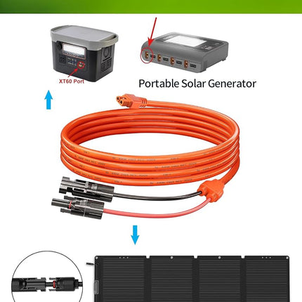 Lonnky MC4 to XT60i Solar Cable 12AWG 5M for Power Station Generator