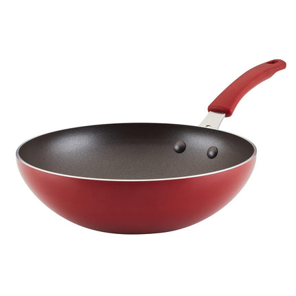 Rachael Ray Cook + Create Sartén/Wok Antiadherente para Saltear, 10.5 Pulgadas, Roja