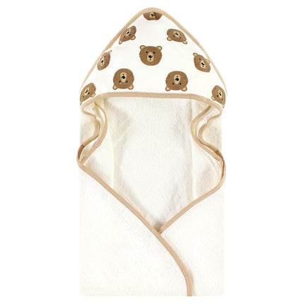 Hudson Baby Unisex Baby Cotton Animal Face Hooded Towel, Brown Bear 2-Pack, One Size