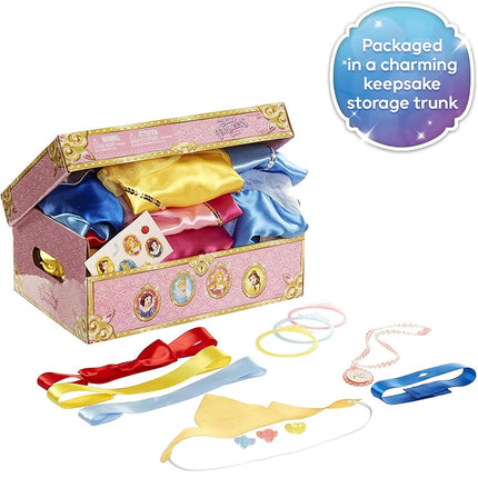 Disney Princess Dress Up Trunk, 21 Piece Amazon Exclusive Trunk Includes Aurora, Belle, Cinderella and Snow White Outfits, Accessories and Stickers, Ideal For Ages 3+