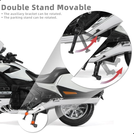 Risopen 1:12 Motorcycle Model for Honda Goldwing Metal Die-cast with Plastic Motorcycle Model for Welly No Assembly Required Mini Finished Moto Adult（White）