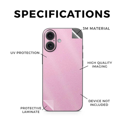 Glossy Glitter Phone Skin Compatible with Apple iPhone 16 - Solid Pink - Premium 3M Vinyl Protective Wrap Decal Cover - Easy to Apply | Crafted in The USA by MightySkins