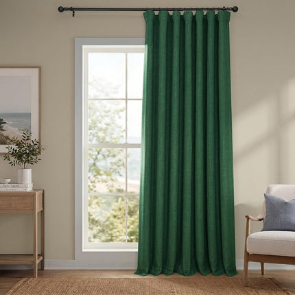 HPD Half Price Drapes Faux Linen Textured Room Darkening Curtains for Bedroom 108 Inches Long (1 Panel), 100W X 108L Extra Wide Curtains for Living Room Home Decor, Key Green