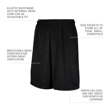 Russell Athletic Men's Mesh Short with Pockets, Black, X-Large