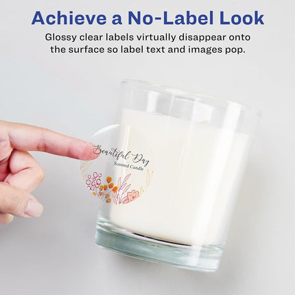 Avery Glossy Clear Round Labels with Sure Feed, 1.25" Diameter, 3,000 Glossy Clear Labels, Print-to-The-Edge, Laser/Inkjet Printable Labels