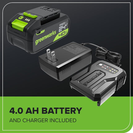 Greenworks 24V 13" Brushless Cordless String Trimmer/Edger (Includes 20 Blades), 4.0Ah Battery and Charger Included