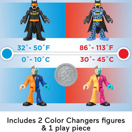 Fisher-Price Imaginext DC Super Friends Batman Toy Figure Set with Batman Two-Face and Color-Changing Action, 4 Pieces, Color Changers, Age 3-8 Years