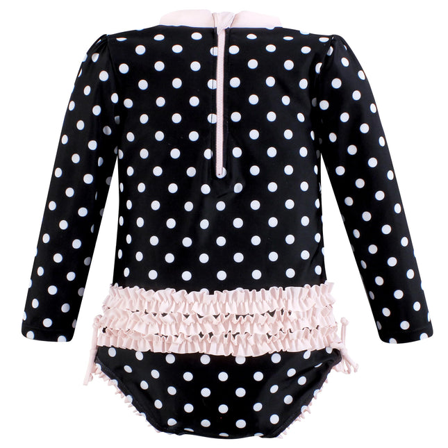 Maillot de bain Hudson Baby pour bébé fille, pois noirs roses, 3-6 mois