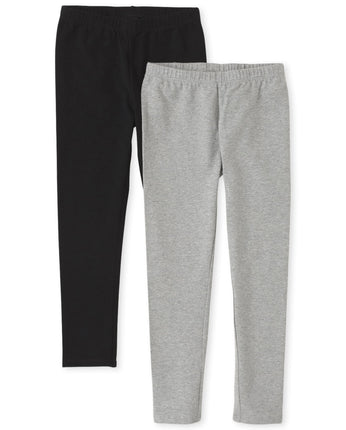 The Children's Place Girls' Leggings 2 Pack, Black