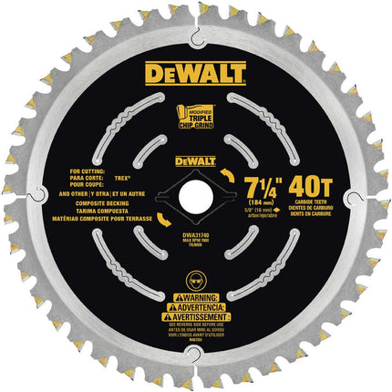DEWALT Circular Saw Blade, 7 1/4 Inch, 40 Tooth, Composite Decking (DWA31740)