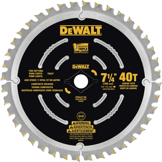 DEWALT Circular Saw Blade, 7 1/4 Inch, 40 Tooth, C