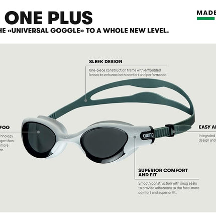 ARENA The One Plus Mirror, Unisex Swimming Goggles, Large Mirrored Lenses, Anti-UV, Self-Adjusting Nose Bridge, Adjustable Slit Strap, Orbit-Proof Seals, Anti-Fog Technology